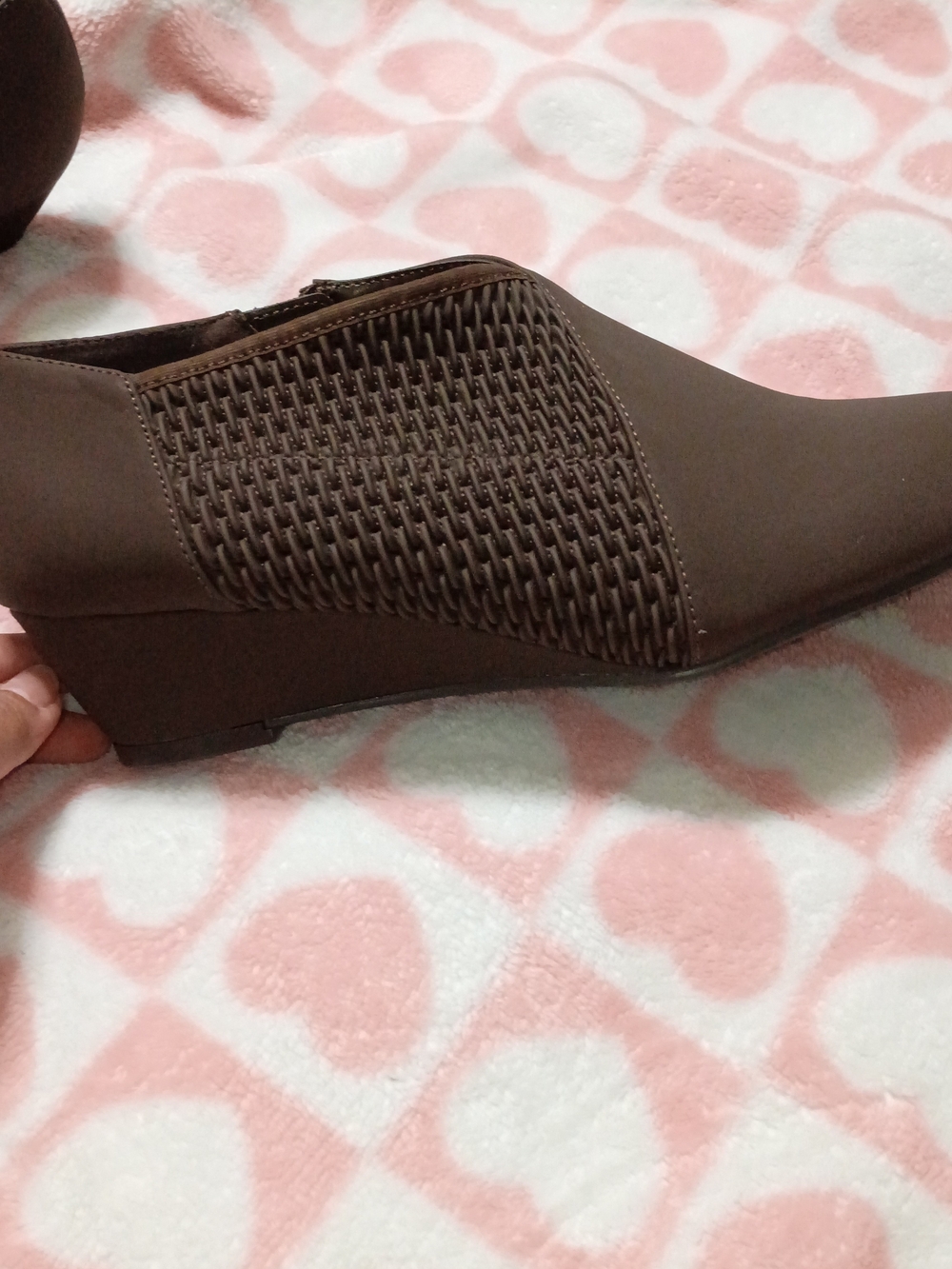 Women's Brown Woven Ankle Bootie